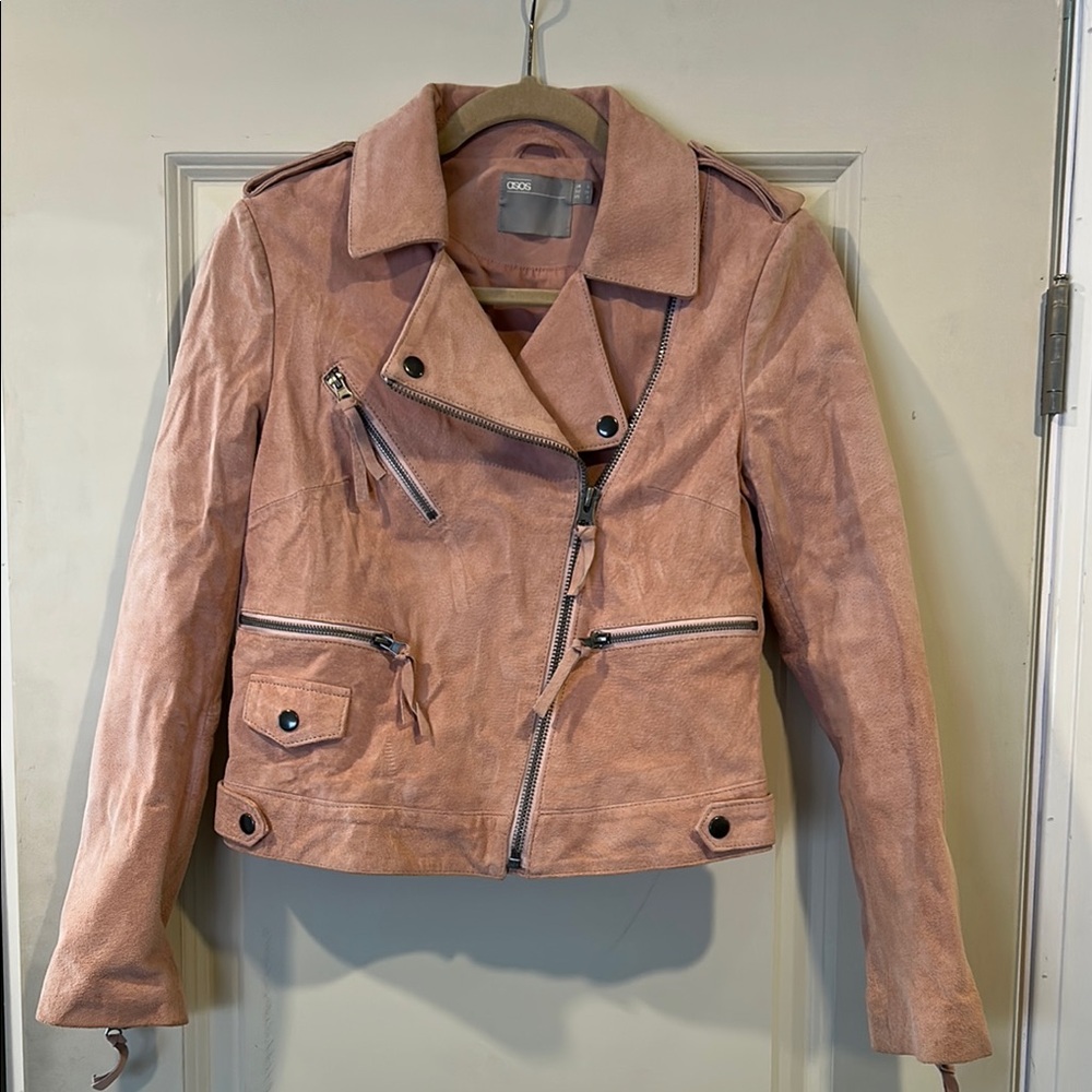 Asos Suede Leather Biker Jacket - Size 4